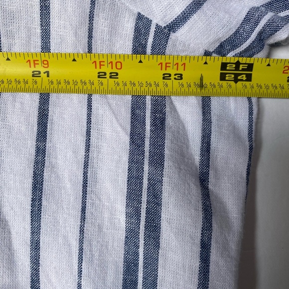 Liz Claiborne Linen Women’s Top Xtra Large Striped Blue and White 3/4 Sleeve - Picture 8 of 10